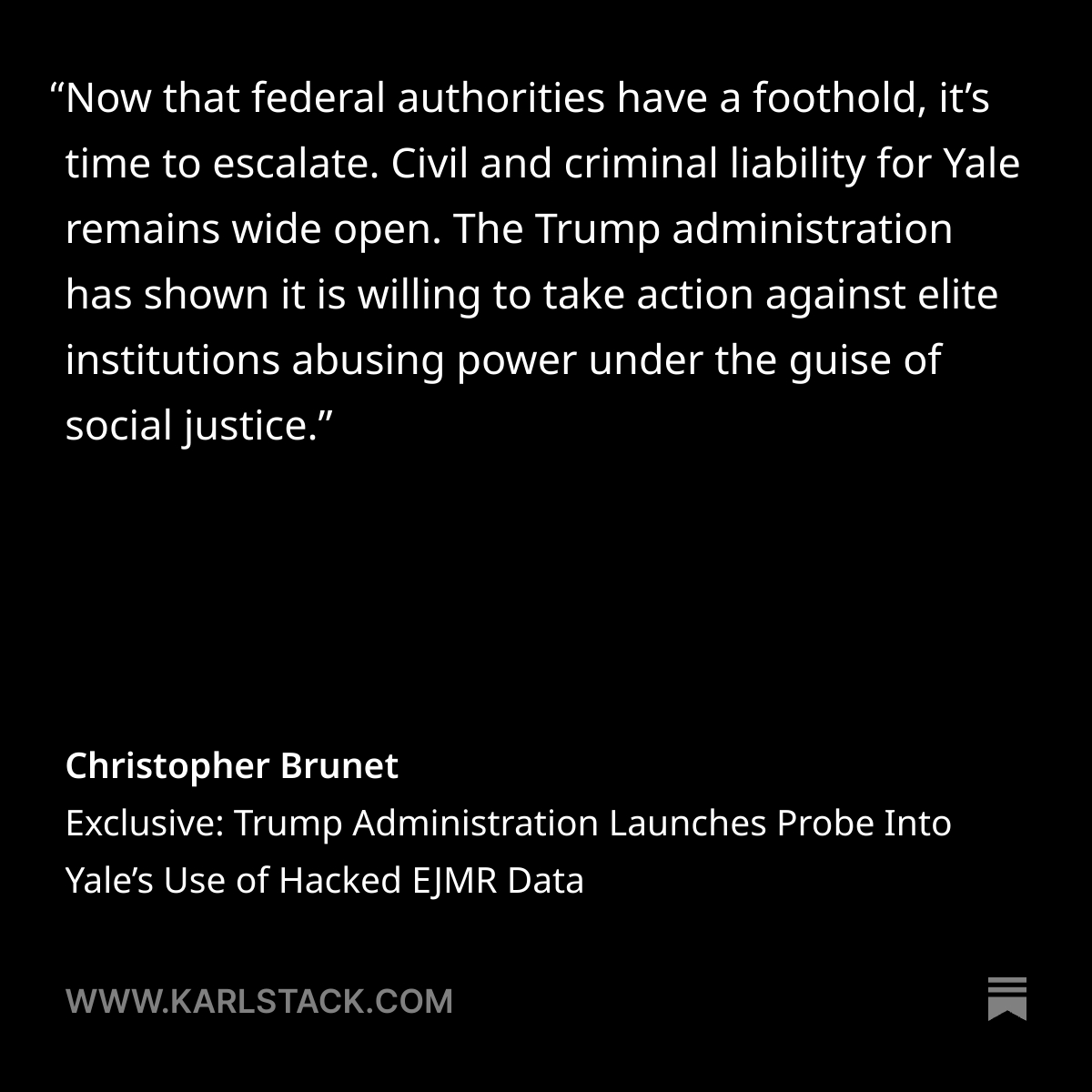 🚨2 years ago, a team of Yale econ professors hacked a forum to deanonymize thousands of users they disagreed with. 

Tonight, I can exclusively report: the Trump administration has assigned a Special Agent to investigate — and launched a federal probe.

karlstack.com/p/exclusive-tr…