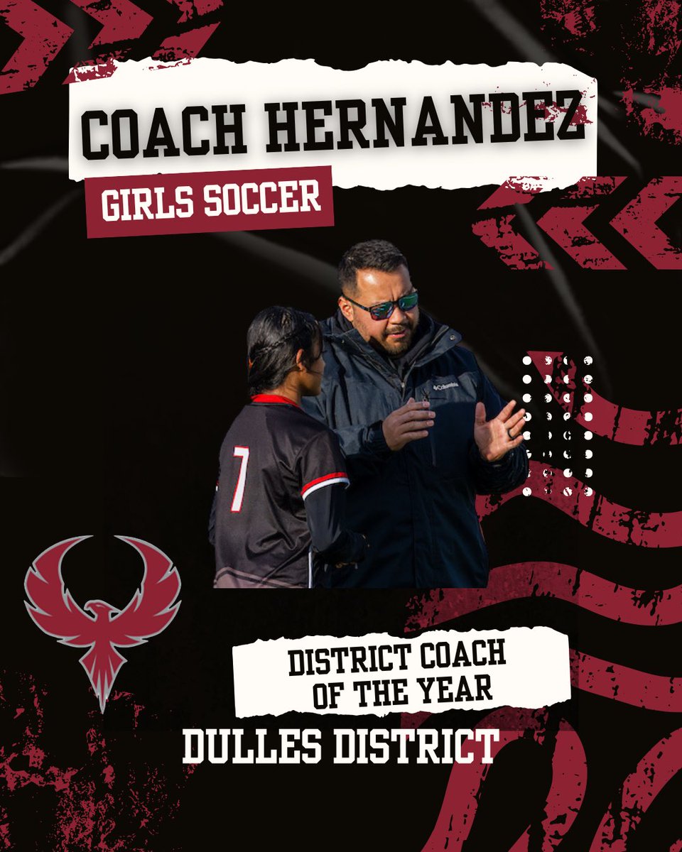 Congratulations to our Girls Soccer head coach, Luis Hernandez, for being named the Coach of the Year for the Dulles District!🔥⚽️Way to go coach! ⚽️🔥