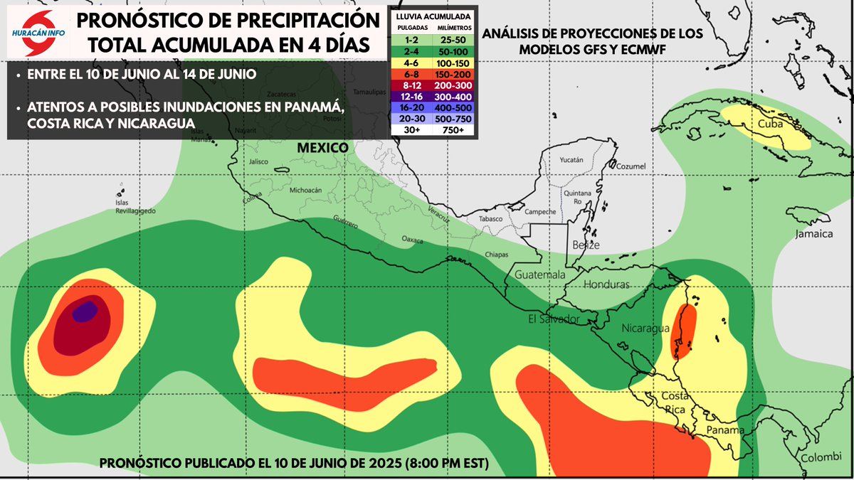 🔄ACTUALIZACIÓN DE PRONÓSTICO DE ACUMULADOS DE LLUVIA

Les compartimos una actualización del pronóstico de lluvia acumulada durante los próximos 4 días como resultado de varios sistemas atmosféricos. Entre ellos lo que serán los remanentes  de la tormenta tropical #Barbara,
