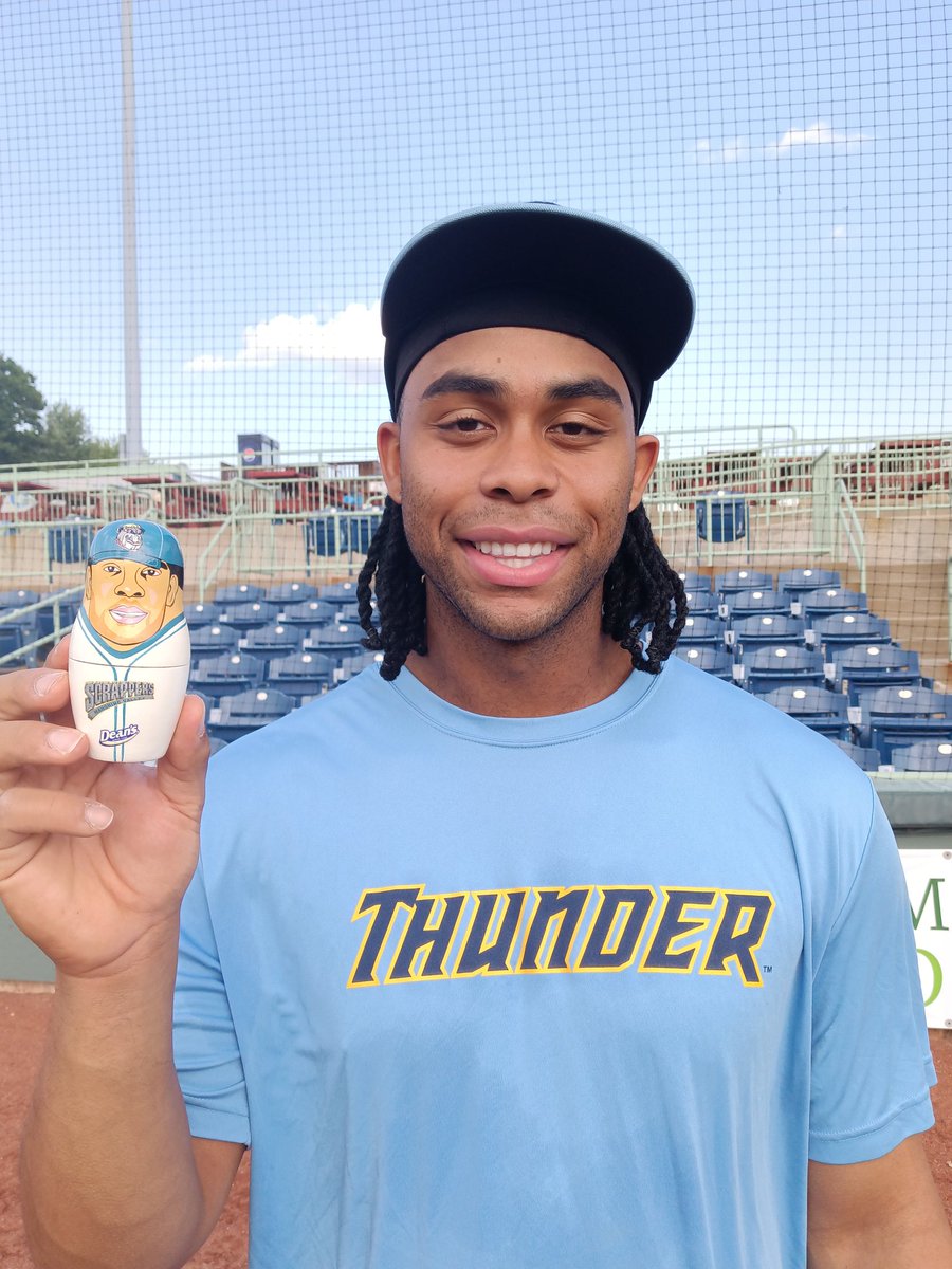 steveruman's tweet image. Pretty cool moment at Eastwood Field. Twenty-six years after C.C. Sabathia took the mound for the Scrappers, C.C. Sabathia III is at Eastwood Field playing first base for the Trenton Thunder.  Carsten Sabathia recently completed his junior year at the University of Houston.