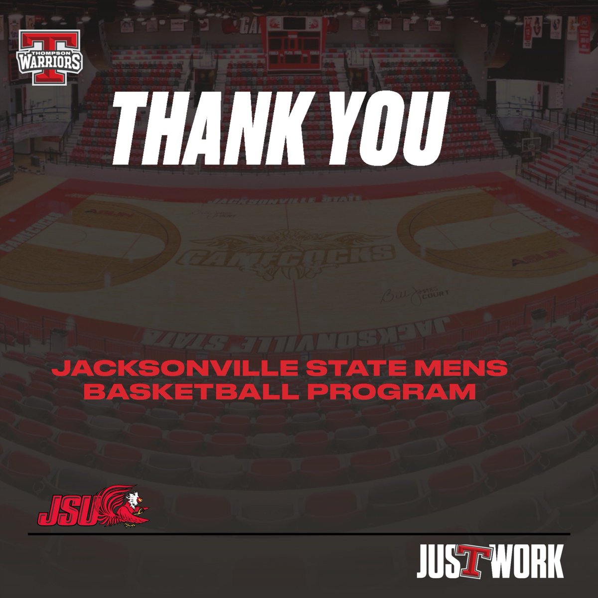 Thompson Men’s Basketball (@ths_bbasketball) on Twitter photo Thank you to the <a href="/JaxStateMBB/">Jax State Basketball</a> program for an incredible day of basketball. We’re looking forward to staying in touch and wish you the best of luck this upcoming season! #StayCocky 🐔 #FearTheBeak 👌 #JustWork Thank you to the <a href="/JaxStateMBB/">Jax State Basketball</a> program for an incredible day of basketball. We’re looking forward to staying in touch and wish you the best of luck this upcoming season! #StayCocky 🐔 #FearTheBeak 👌 #JustWork
