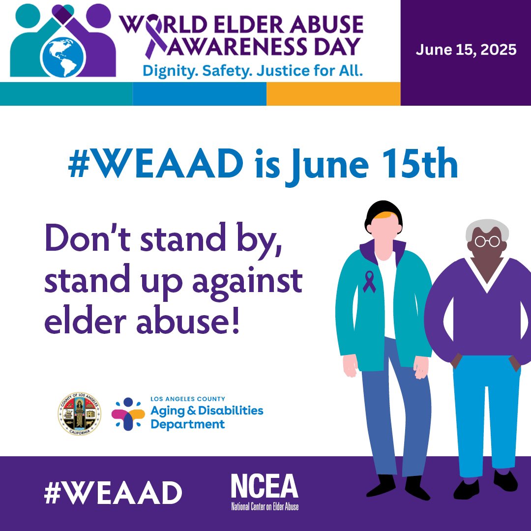 June is World Elder Abuse Awareness Month. Join us in learning how to recognize the signs of abuse and support prevention efforts.

Together, we can protect and empower vulnerable adults across LA County.

💫eldermistreatment.usc.edu/weaad-home

#WEAAD #StopElderAbuse #AgingWithDignity