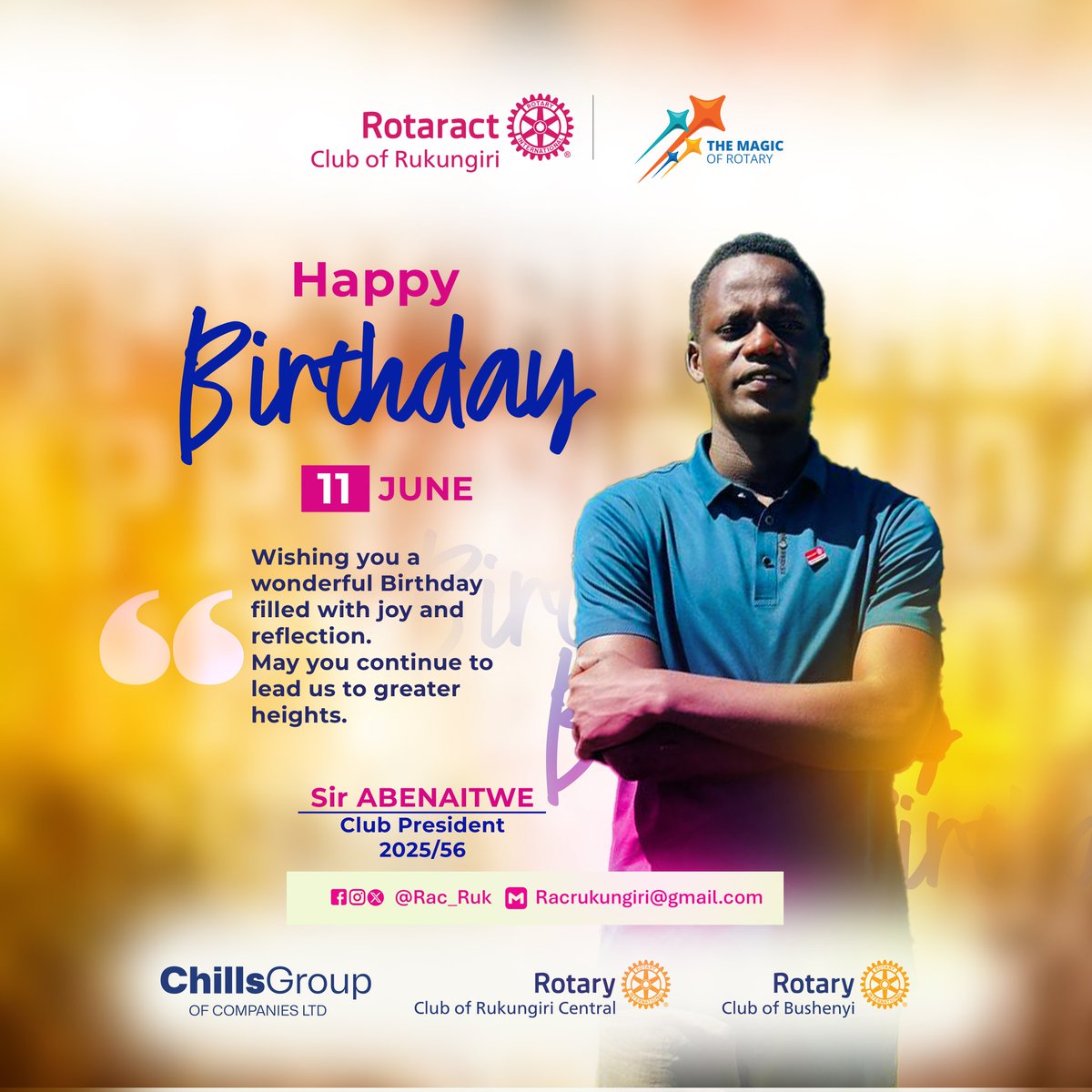 Celebrating the birthday of our charter president.
Rtr. Sir Abenaitwe Davis.