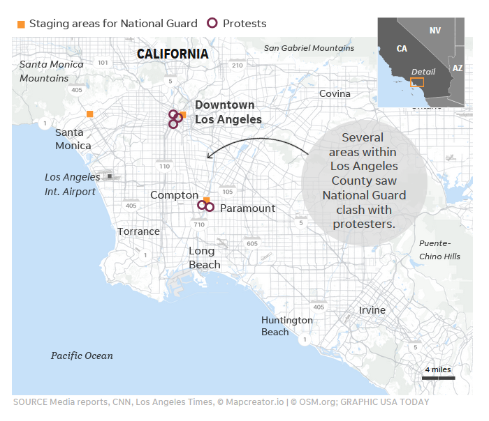 USA_Polling's tweet photo. Still incredibly goofy that the national guard was called in for protests that effectively impact 3-6 city blocks in a metro of 18.6 million https://t.co/IH93KY0Jur