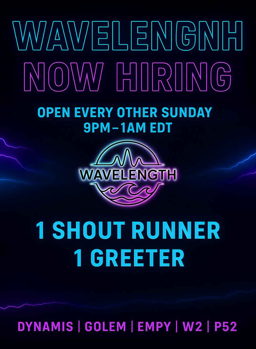 Wavelengthxiv's tweet photo. We're Hiring!!

If you are interested in one of these positions, fill out or application below and join our discord!

- Application: https://t.co/mYmH5Ce0Cb

- Discord: https://t.co/O0YZlW7oiQ https://t.co/T97LMcKDCg