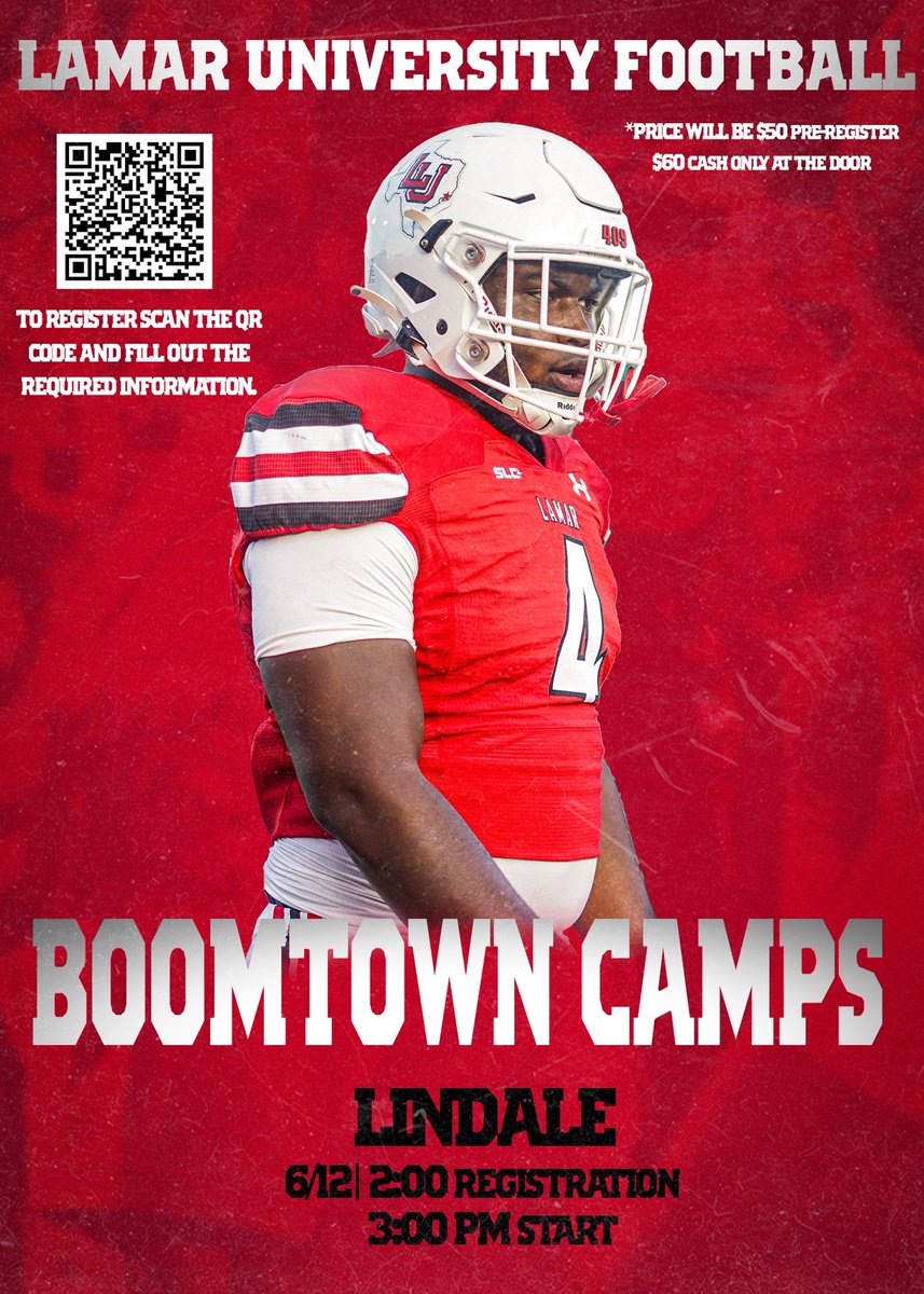 bEAST Tx

We’re 2 days away from the last opportunity to compete this summer. 

Don’t tell me you wanna attend Lamar when you know we recruit kids that come to camp &amp; you don’t come to camp !! 🤷🏾‍♂️ 

#Boomtown #26Boomin