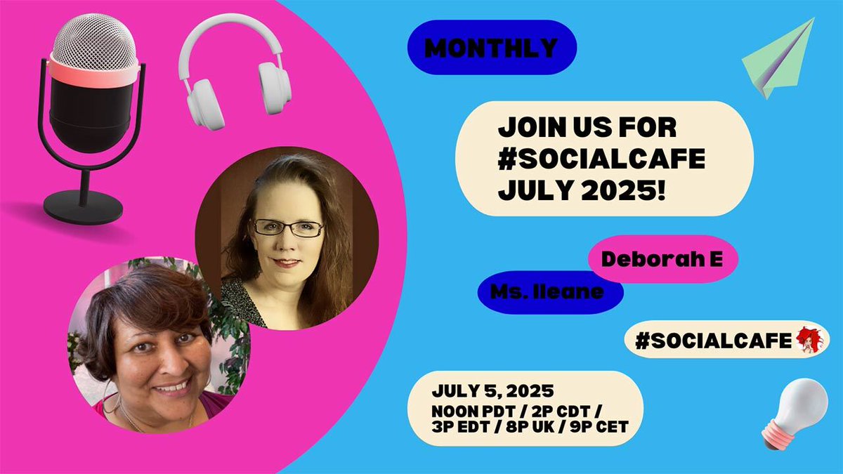 👉 Join us for our July monthly #SocialCafe

Register FREE 👉 socialcafe.net/events 

Times are included in the 👆 (above) calendar (Date subject to change)

cc:  <a href="/GrowMap/">Gail Gardner</a> <a href="/Lisapatb/">Lisa Sicard 👩‍💻</a> <a href="/LyceumPeripatos/">Martin Lindeskog🗽🌐💎🫖🍵🧉🙃</a> <a href="/shotbyshaun/">Shaun 🇯🇲🇧🇧🇬🇧</a> <a href="/NewHorizons123/">Julie Weishaar</a> <a href="/NigelTPacker/">Nigel T Packer - Digital Customer Experience</a> <a href="/ZimanaAnalytics/">Zimana Analytics | Pierre DeBois, Founder (He/Him)</a> <a href="/SueAnnBubacz/">Sue-Ann Bubacz</a>
