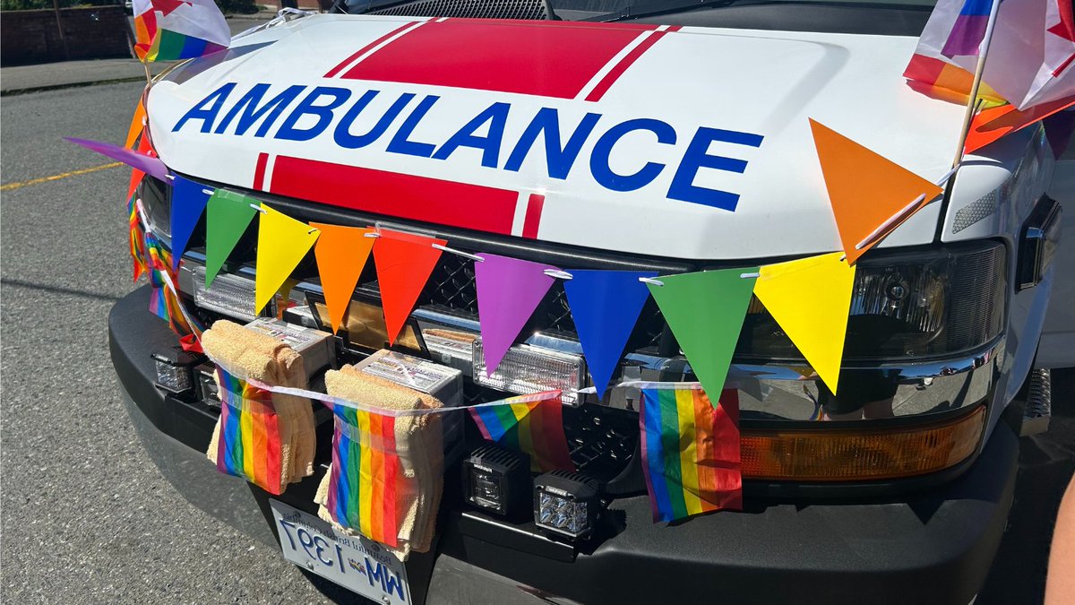 This year was the first time BCEHS officially participated in the Nanaimo Pride Parade. Over the weekend, BCEHS paramedics, employees and leaders marched in the parade along with a decorated ambulance. Happy Pride! 🏳️‍🌈