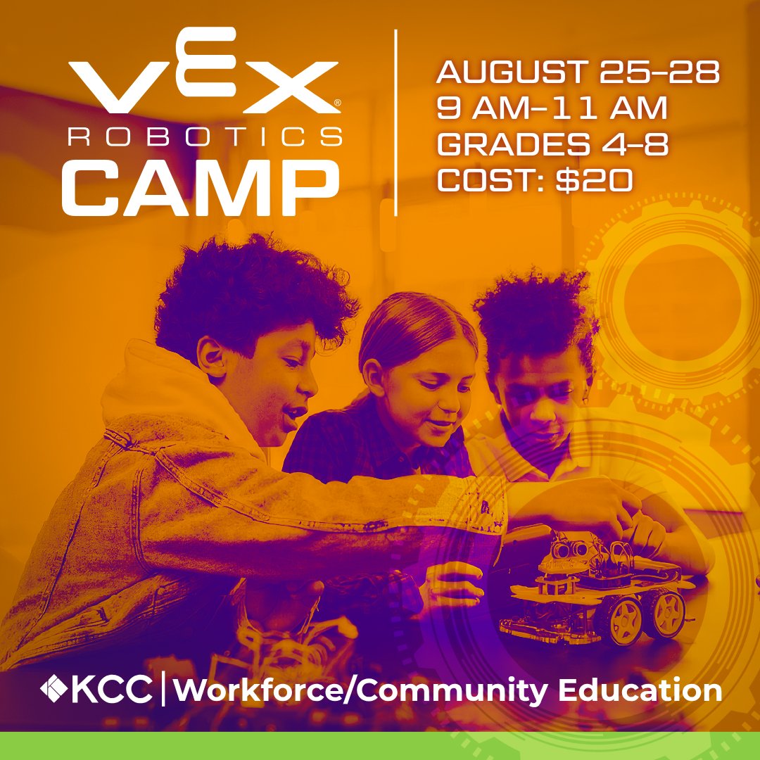 Klamath Community College (@klamathcc) on Twitter photo Discover robotics with VEX IQ! Build and program robots to complete fun missions in this hands-on course for students entering grades 4β8.
Camp Dates: August 25-29
9 am-11 am
Cost: $20
To register, email: ce@klamathcc.edu or contact Denise at (541) 880-2243 Discover robotics with VEX IQ! Build and program robots to complete fun missions in this hands-on course for students entering grades 4β8.
Camp Dates: August 25-29
9 am-11 am
Cost: $20
To register, email: ce@klamathcc.edu or contact Denise at (541) 880-2243