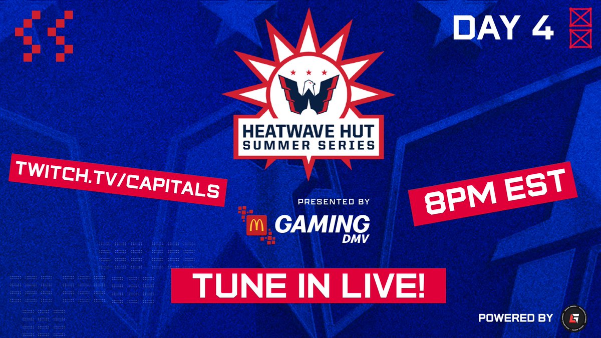 Caps Gaming (@capsgaming) on Twitter photo Week 2 of the Caps Gaming Heatwave HUT Summer Series Presented by <a href="/McDonalds/">McDonald's</a> is starting now!
Watch live as <a href="/J_Fussy/">Josh Fuss</a> hosts over at twitch.tv/capitals
Powered by <a href="/leaguegaming/">Leaguegaming</a> Week 2 of the Caps Gaming Heatwave HUT Summer Series Presented by <a href="/McDonalds/">McDonald's</a> is starting now!
Watch live as <a href="/J_Fussy/">Josh Fuss</a> hosts over at twitch.tv/capitals
Powered by <a href="/leaguegaming/">Leaguegaming</a>
