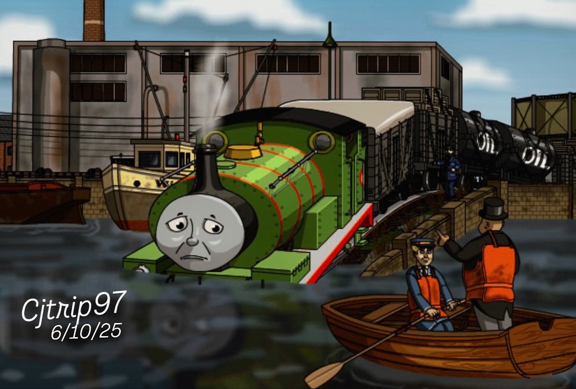 CE2class's tweet image. Fat Controller: “You are a very disobedient engine!”

Percy: “Please, sir. Get me, sir. I’m truly sorry, sir.”

Fat Controller: “No, Percy. We cannot do til’ high tide. I hope this will teach you to obey orders.”

Percy: “Yes, sir.”