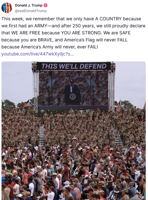 TrumpDailyPosts's tweet photo. Donald J. Trump Truth Social 06.10.25 07:15 PM EST