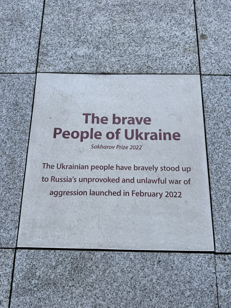 At the entrance to the European Parliament in Brussels: