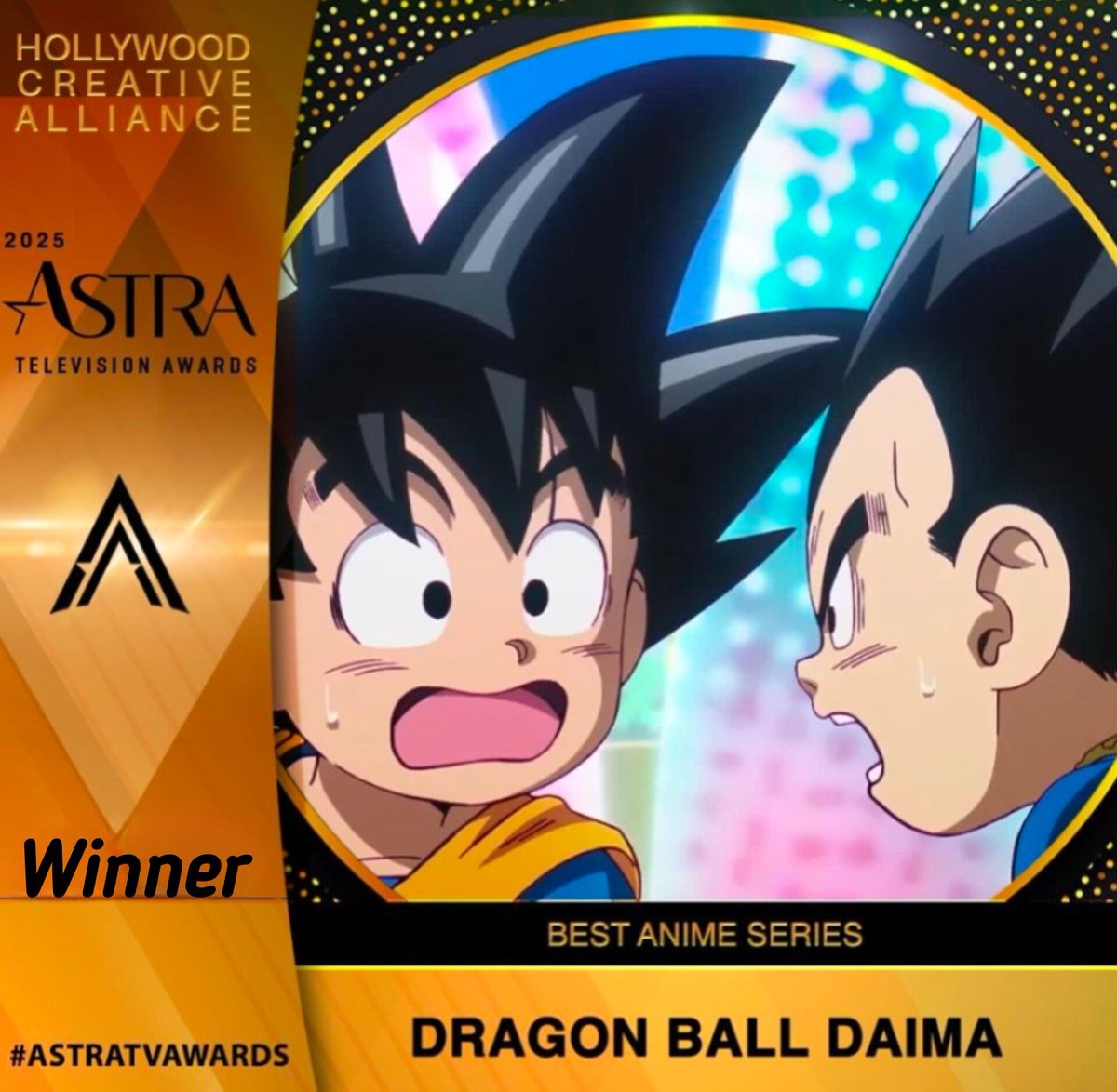 EpikEpikson1's tweet image. Dragon Ball Daima wins 'Best Anime Series' at the Astra Awards, beating the likes of DanDaDan, Solo Leveling S2, Fire Force S3, Lazarus, and Apothecary Diaries!!!
It's now the second anime ever to win the award at Hollywood Creative Alliance!
#DragonBall #DragonBallDaima #DAIMA