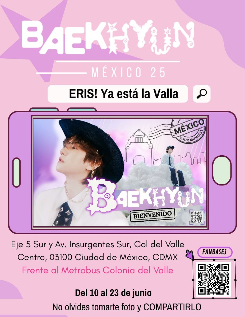 EXOL_INTENSE's tweet photo. ⟣𝐑𝐄𝐕𝐄𝐑𝐈𝐄 𝐄𝐍 𝐌𝐄́𝐗𝐈𝐂𝐎 ⟢ 🇲🇽
¡Eris! ¡Ya está la VALLA!
📆10-23 Junio
📍Eje 5 Sur y Av. Insurgentes Sur, Col del Valle Centro, 03100, CDMX
Saliendo de metrobus colonia del valle 
🍓Sube tu foto y usa el HT: #BAEKHYUNinMEXICO y etiqueta a BAEKHYUN para que llegue  a Él https://t.co/GOFECOcr9A