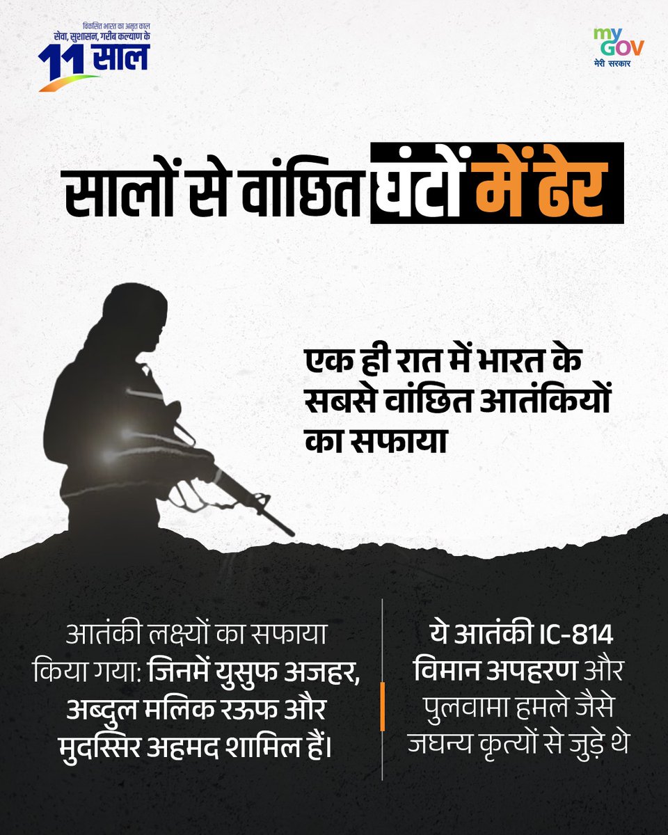 Rahul4bjpmp's tweet photo. सालों से वांछित आतंकवादी मोदी सरकार में घंटों में ढेर हो गये। ऑपरेशन सिंदूर के जरिये एक ही रात में भारत के सबसे वांछित आतंकवादियों का सफाया हुआ। #11YearsOfRakshaShakti https://t.co/Fjd5VBqTzI