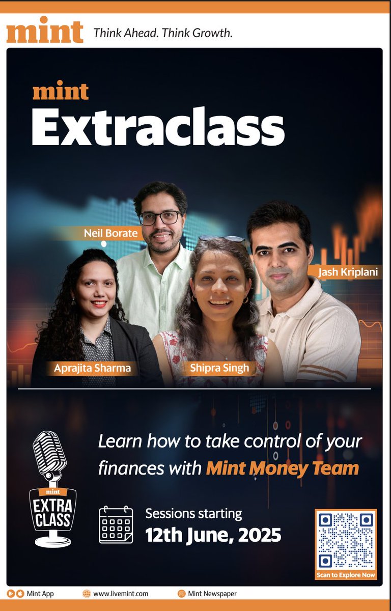 Amrendra Shukla (@amrendra_86) on Twitter photo Excited to moderate <a href="/livemint/">Mint</a> "Extraclass", a unique learning series featuring top financial journalists of Mint Money Team <a href="/ActusDei/">Neil Borate</a> , <a href="/apri_sharma/">Aprajita Sharma, CFPcm</a> , <a href="/Shiprasorout/">Shipra Singh Sorout</a> <a href="/jashkriplani/">Jash Kriplani, CFPᶜᵐ</a> . Sessions kick off on June 12, 2025. Scan the QR code or visit to Join lnkd.in/gduyk38C . Excited to moderate <a href="/livemint/">Mint</a> "Extraclass", a unique learning series featuring top financial journalists of Mint Money Team <a href="/ActusDei/">Neil Borate</a> , <a href="/apri_sharma/">Aprajita Sharma, CFPcm</a> , <a href="/Shiprasorout/">Shipra Singh Sorout</a> <a href="/jashkriplani/">Jash Kriplani, CFPᶜᵐ</a> . Sessions kick off on June 12, 2025. Scan the QR code or visit to Join lnkd.in/gduyk38C .