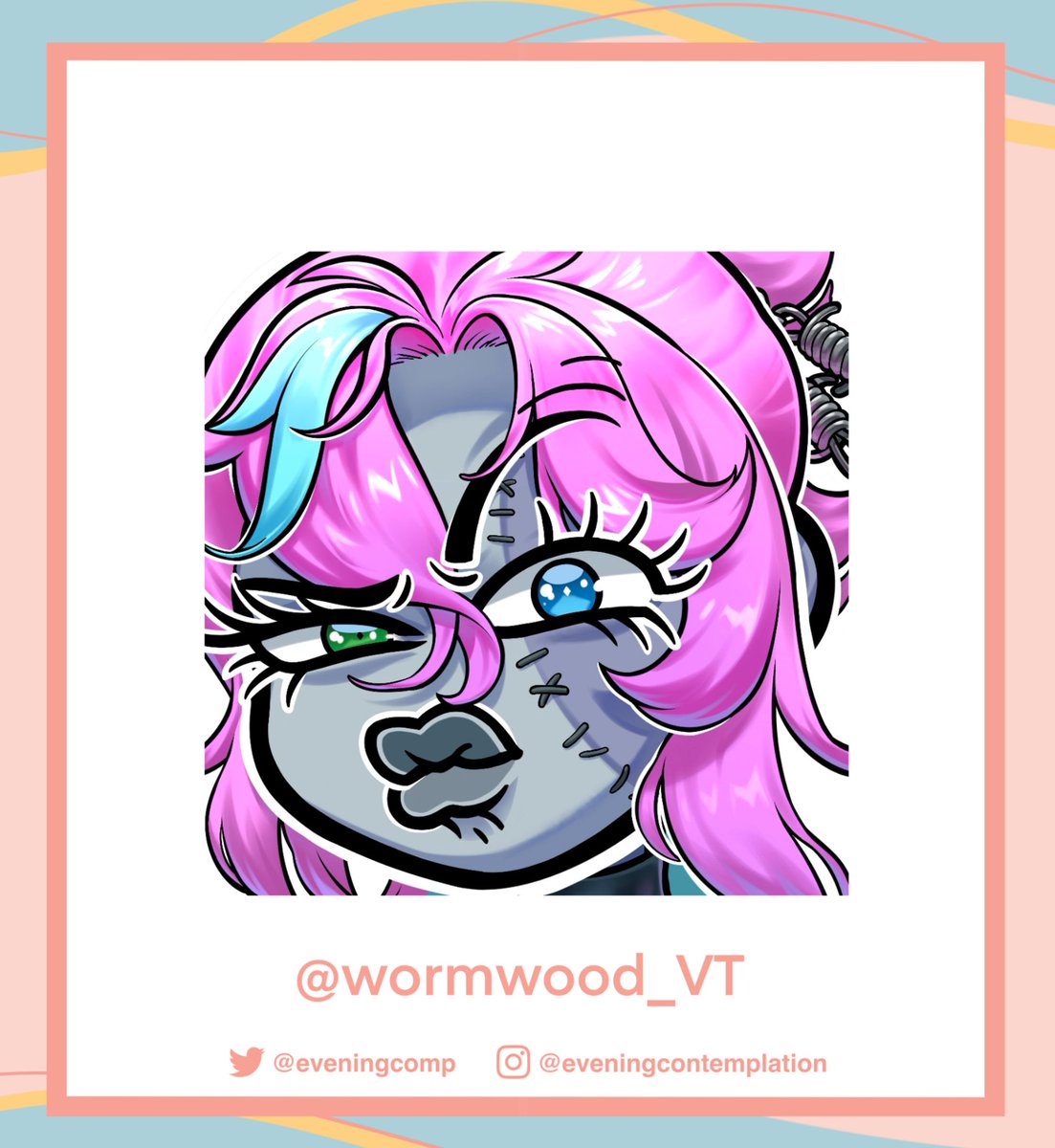 eveningcomp's tweet photo. A few recent emotes!! All my clients are so lovely thank ya'll for working with me 🥰 @/Grimiable @/wormwood_VT @/Astra_Logical_ https://t.co/bjsjMHccIq