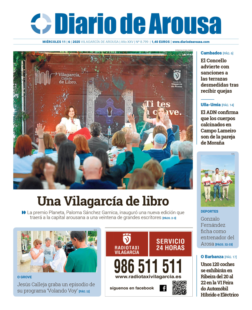 🗞️ La Portada 11 | 06 | 2025
 
🔹  Una Vilagarcía de libro 
🔹 Jesús Calleja graba un episodio de su programa ‘Volando Voy’
🔹 Gonzalo  Fernández ficha como  entrenador del Arosa

📲 diariodearousa.com