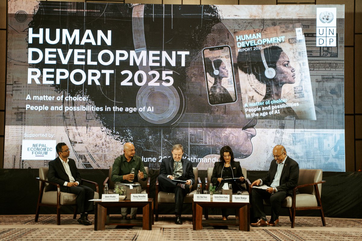 UNDP in Nepal (@undpnepal) on Twitter photo 🔍 How can #AI foster inclusive development?
At the launch of <a href="/UNDP/">UN Development</a>’s #HDR2025 in #Nepal, voices from the government, tech, youth and academia explored how to shape a human-centered digital future.
AI must empower people—not replace them.
📘 Learn more: go.undp.org/U8c 🔍 How can #AI foster inclusive development?
At the launch of <a href="/UNDP/">UN Development</a>’s #HDR2025 in #Nepal, voices from the government, tech, youth and academia explored how to shape a human-centered digital future.
AI must empower people—not replace them.
📘 Learn more: go.undp.org/U8c