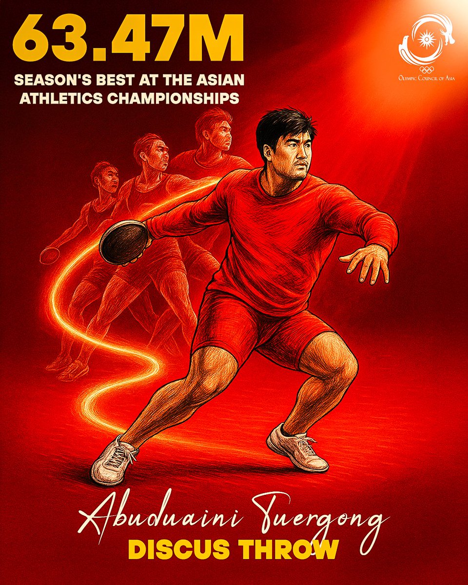 AsianGamesOCA's tweet photo. Built like a champion, throws like a storm — Tuergong is pure athletic firepower! 🔥💪

#AsianAthletics #DiscusThrow #AbuduainiTuergong #SeasonBest https://t.co/N8rmxKOuyT