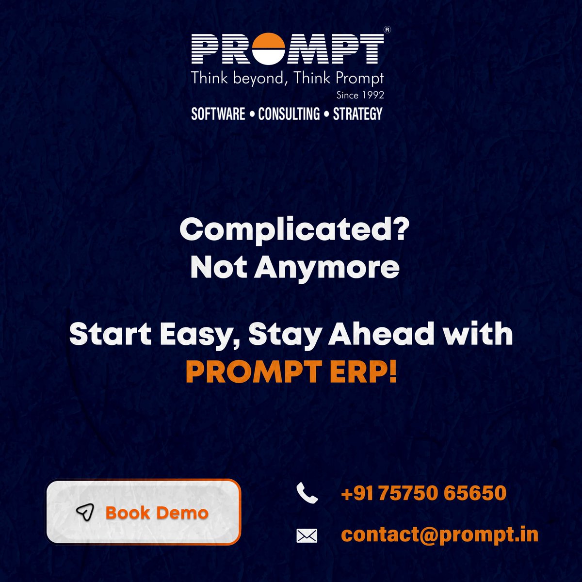 prompterpltd's tweet image. 💡 Complex? Not anymore. PROMPT ERP keeps it simple.

🚀 Easy setup 
✅ Smart automation 
✅ Access anywhere

🔗 prompt.in   
📞 +91 75750 65650

#SimplifyERP #AIforBusiness #PromptERP #CloudReady #WorkSmart