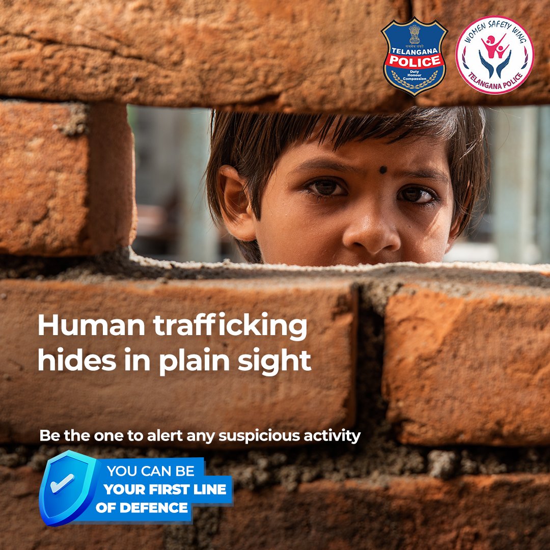 tg_womensafety's tweet photo. See a child where they shouldn't be? Trust your instincts—report it.
AHTU of Women Safety Wing is rescuing lives.
Dial 100 or alert the nearest police station.
Every report matters. Every child deserves a future.
#EndHumanTrafficking #WomensafetyWing #ReportToProtect https://t.co/gJ1BpUK7hb