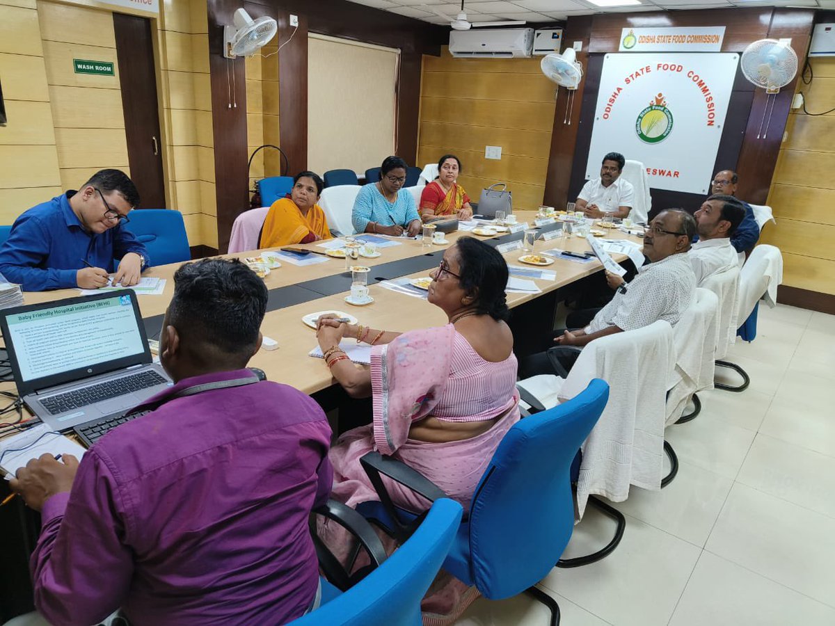 A meeting was convened yesterday at the office of the Chairman of the State Food Commission in Bhubaneswar, presided over by Hon'ble Odisha State Food Commission Chairman Eng. Abhinikant Sahu, with the presence of Smt. Manisha Banerjee, Secretary, Ministry of Women and Child