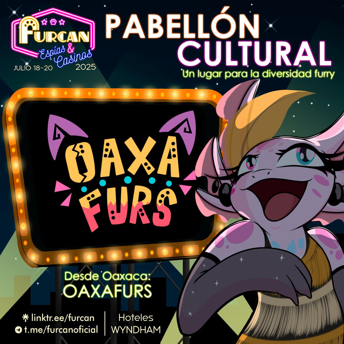 🕵️‍♂️¡Agentes! Denles la bienvenida a Oaxafurs en el Pabellón Cultural, un lugar donde la diversidad aviva entre grupos furry de diferente procedencia. Conoce a los amigos de Oaxaca y participa con ellos, conoce un poco mas de su Estado y de sus artistas. 🎨