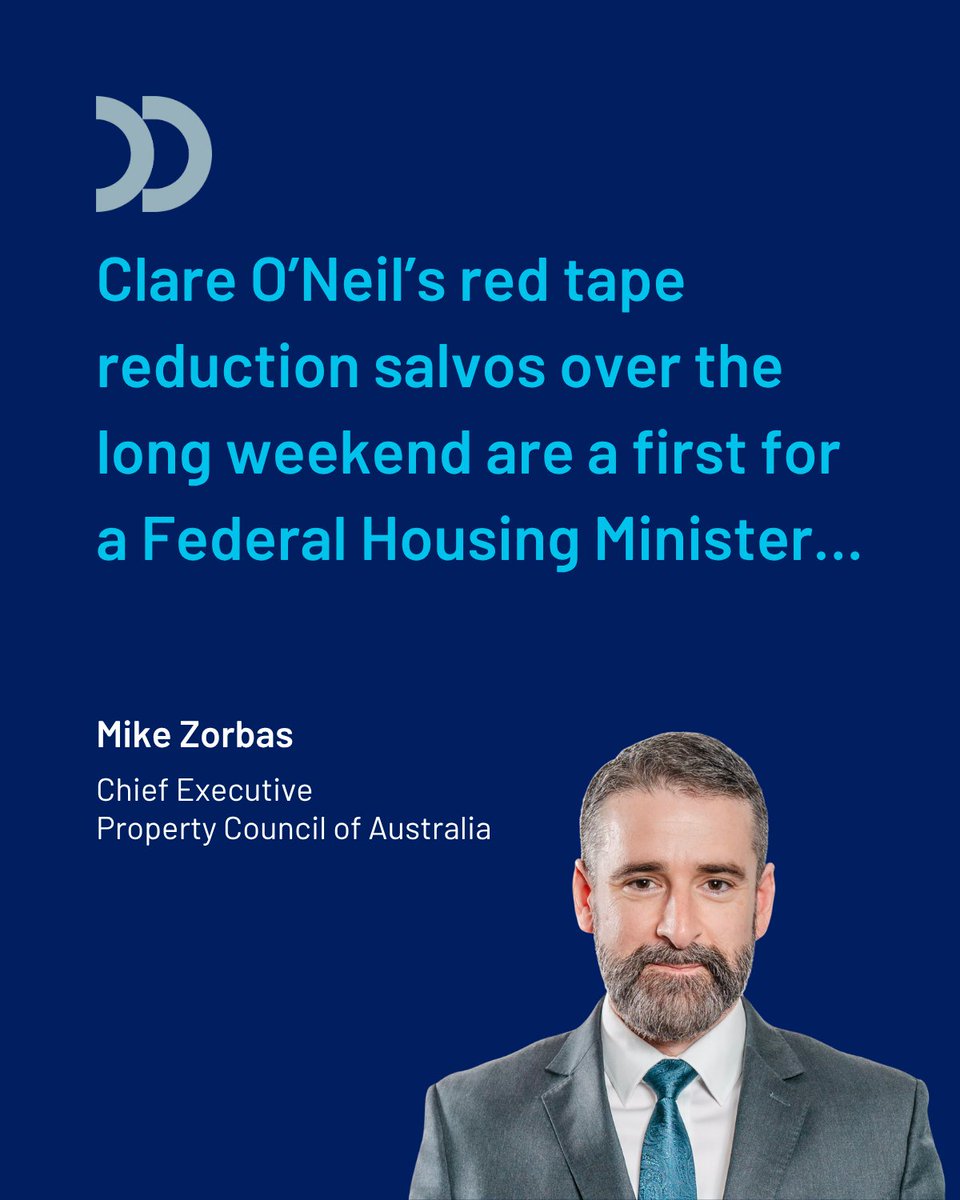 In this week’s newsletter, Mike Zorbas reflects on the Federal Housing Minister’s salvo against red tape over the long weekend. Our view? A welcome productivity booster from the lowest of low bases.  

propertycouncil.com.au/property-austr…

#propertyaustralia