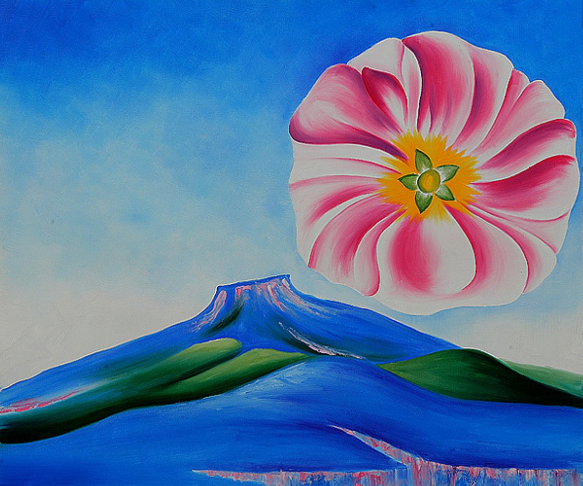 Hollyhock Pink with Pedernal #artbots #okeeffe