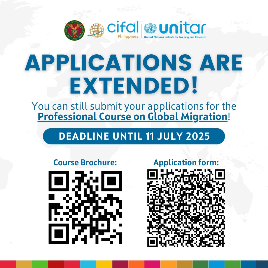 ‼️APPLICATIONS ARE EXTENDED!

You may still submit your application requirements for the Professional Course on Global Migration until 11 July 2025.

Download the PCGM brochure here: bit.ly/2025PCGMCourse…
Download the PCGM application form here: bit.ly/2025PCGMApplic…
