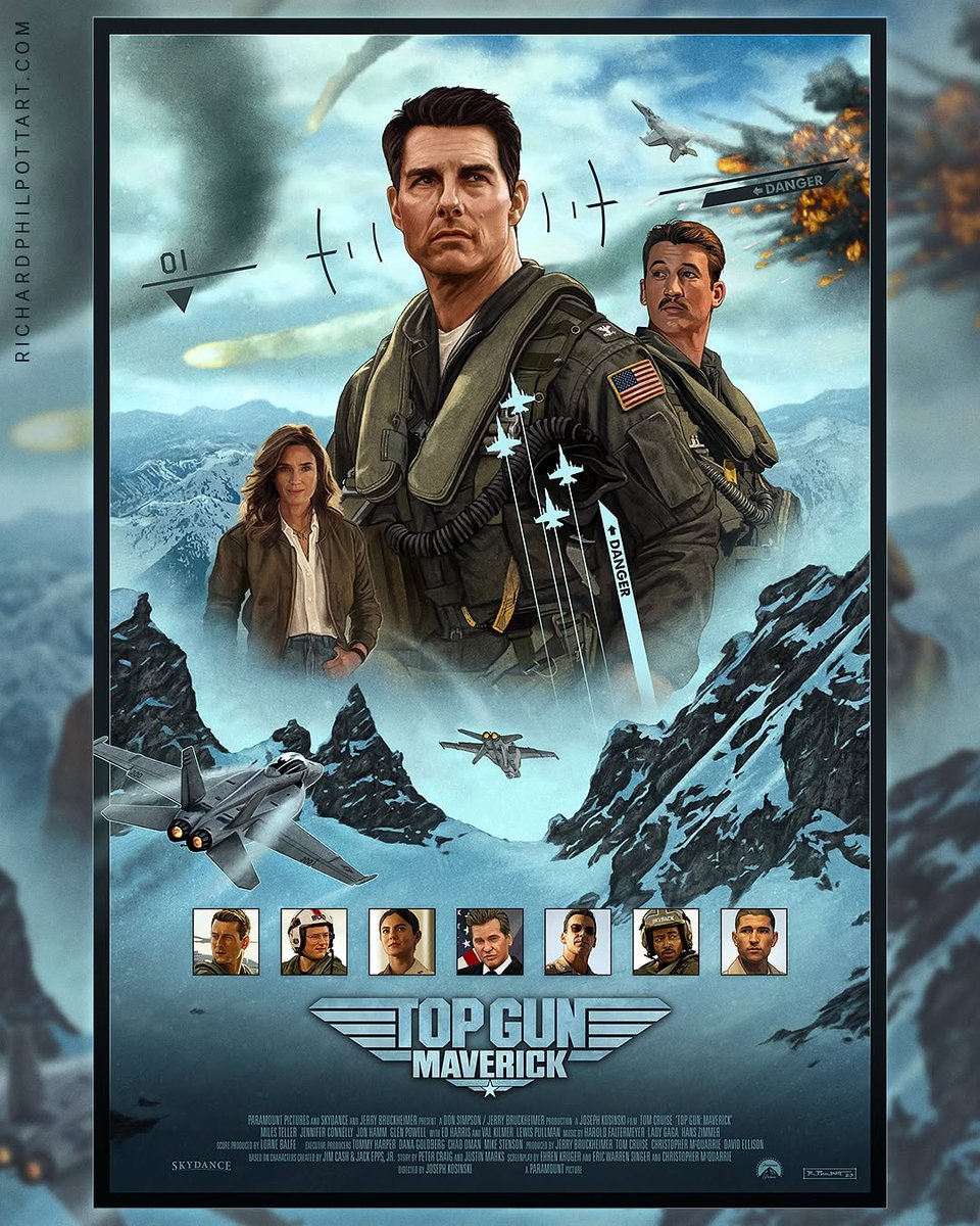 Awesome TOP GUN and TOP GUN: MAVERICK poster art by Richard Philpott 

📸 via richardphilpottart/IG