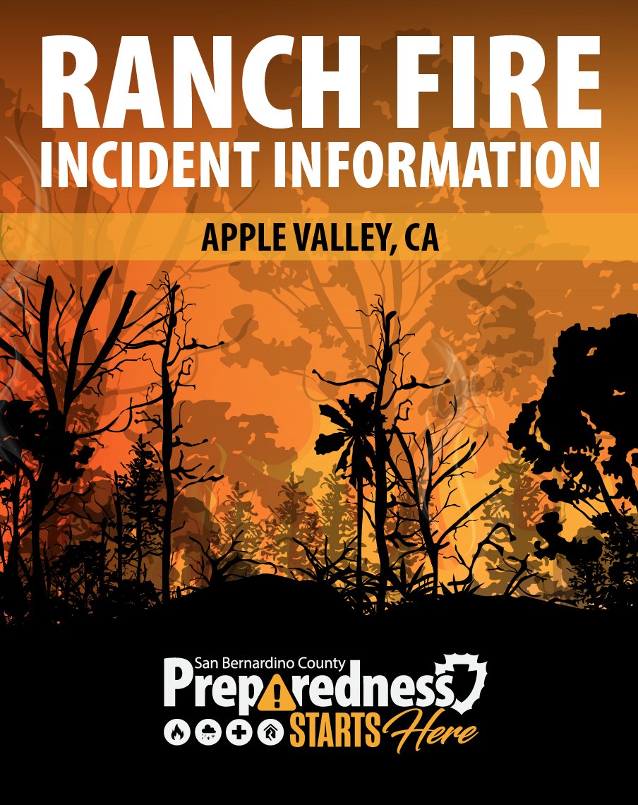For more information about the Ranch Fire incident, please visit prepare.sbcounty.gov. 
💻 🖱
.......
Para obtener más información sobre el incidente del incendio Ranch, visite prepare.sbcounty.gov.
💻 🖱

#stayinformed #wildfire #RanchFire