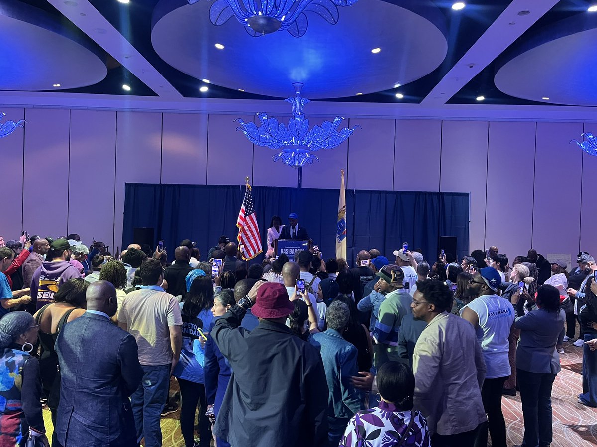 LIVE <a href="/rasjbaraka/">Ras J. Baraka</a> headquarters <a href="/RobertTreat/">Robert Treat Hotel</a> where he congratulates <a href="/MikieSherrill/">Mikie Sherrill</a> on being declared the democratic nominee for governor of NJ during his concession speech <a href="/MyNJPBS/">NJ PBS</a> <a href="/NJSpotlightNews/">NJ Spotlight News</a>  #NJGovernorsRace