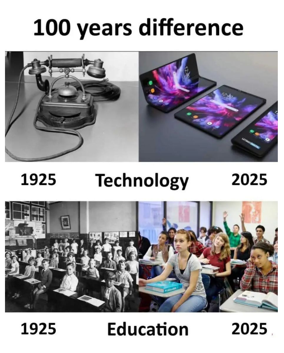 ApuAich_Doct's tweet image. This comparison is fascinating! The technological jump is undeniable. But when it comes to education, what do you think is the biggest difference between 1925 and today, beyond just the devices? Share your insights! #HistoricalPerspective #TechAndEducation #WhatsChanged