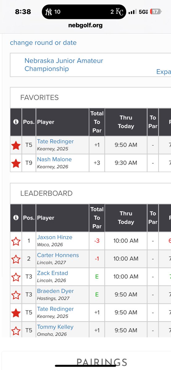 Congrats ⁦<a href="/TateRedinger/">Tate Redinger</a>⁩ and Nash for making the finals of Nebraska Junior Golf