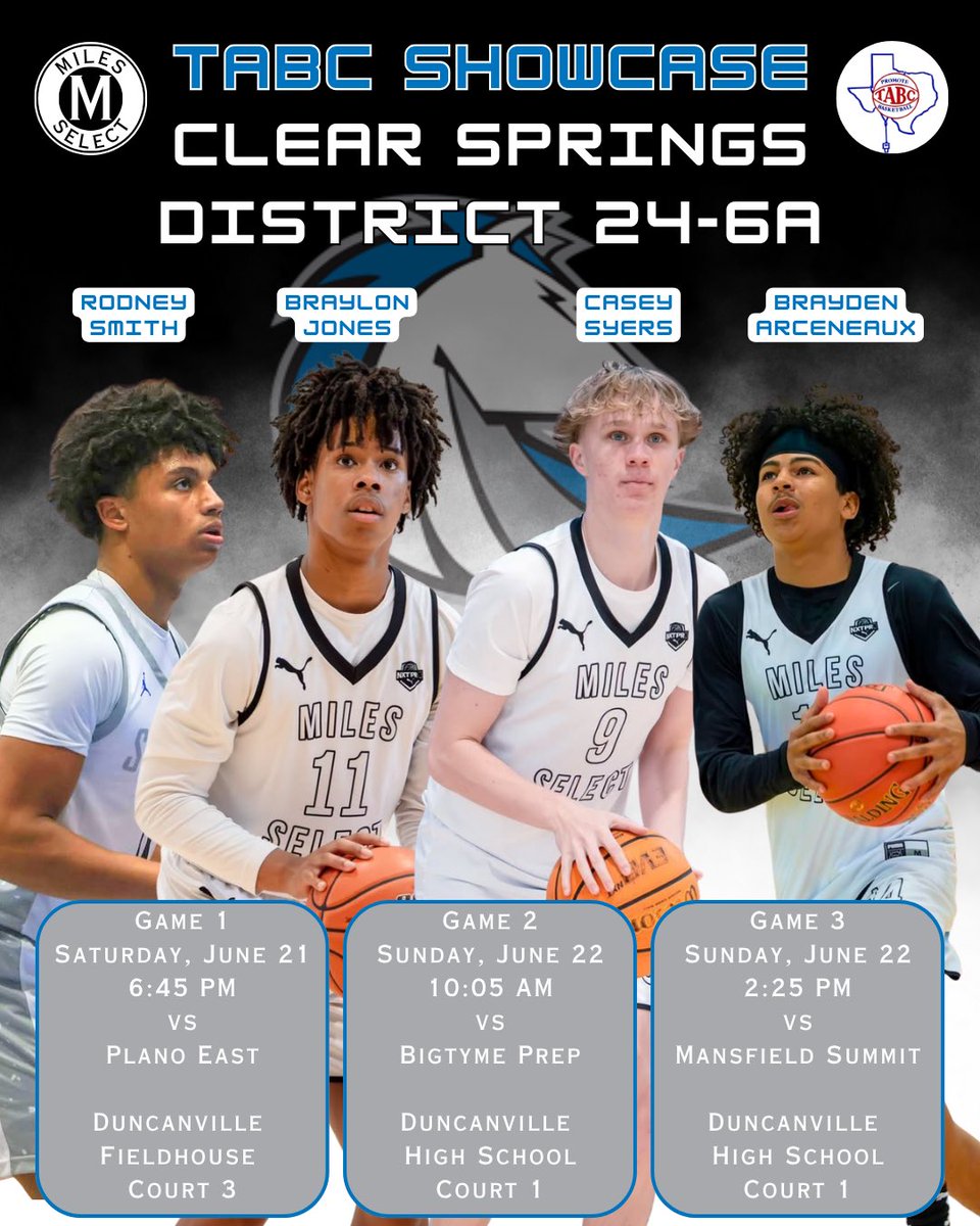 Miles Select (@milesselect) on Twitter photo Reloaded and ready! Good luck to our Clear Springs guys at TABC next weekend! <a href="/RodneySmithCS/">Rodney Smith</a> <a href="/Braylon_Jones2/">Braylon Jones</a> <a href="/CaseySyers/">Casey Syers</a> <a href="/BraydenArcenea1/">Brayden Arceneaux</a> <a href="/BoltBoosterClub/">Bolt Booster Club</a> <a href="/CSpringsbball/">Clear Springs Boys Basketball</a> Reloaded and ready! Good luck to our Clear Springs guys at TABC next weekend! <a href="/RodneySmithCS/">Rodney Smith</a> <a href="/Braylon_Jones2/">Braylon Jones</a> <a href="/CaseySyers/">Casey Syers</a> <a href="/BraydenArcenea1/">Brayden Arceneaux</a> <a href="/BoltBoosterClub/">Bolt Booster Club</a> <a href="/CSpringsbball/">Clear Springs Boys Basketball</a>