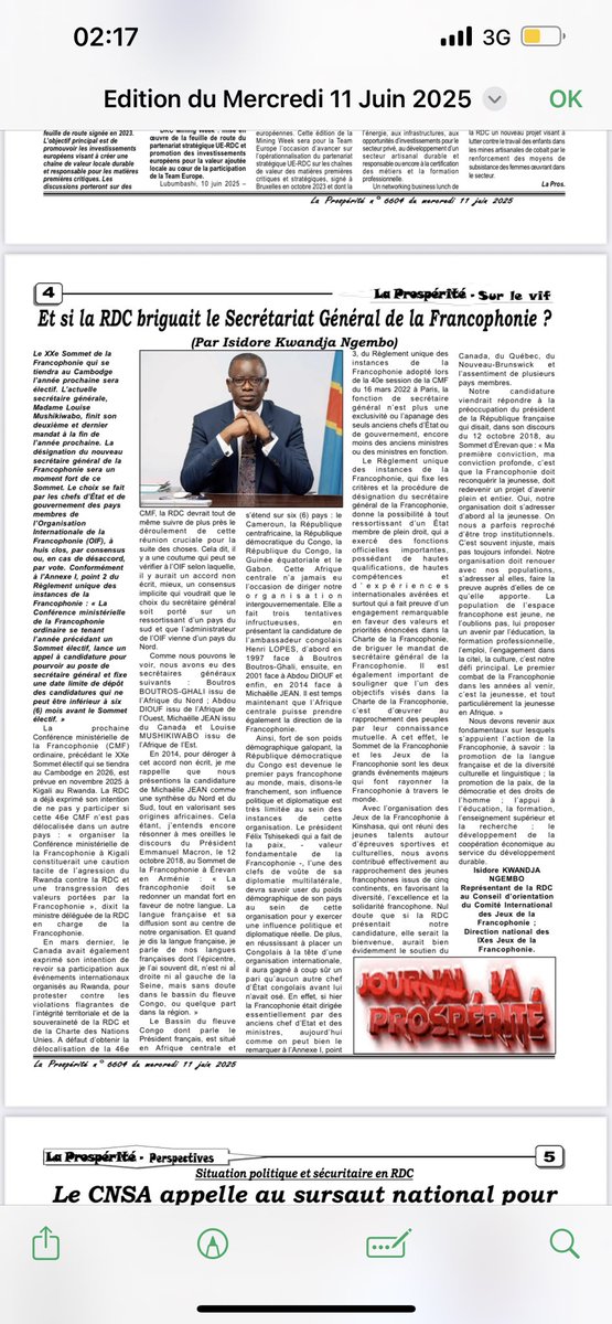 ET SI LA RDC BRIGUAIT LE SECRETARIAT GENERAL DE LA FRANCOPHONIE ?