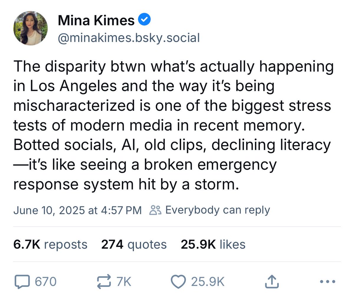 Again, someone please tell <a href="/MarshaBlackburn/">Sen. Marsha Blackburn</a> LA is not burning to the ground