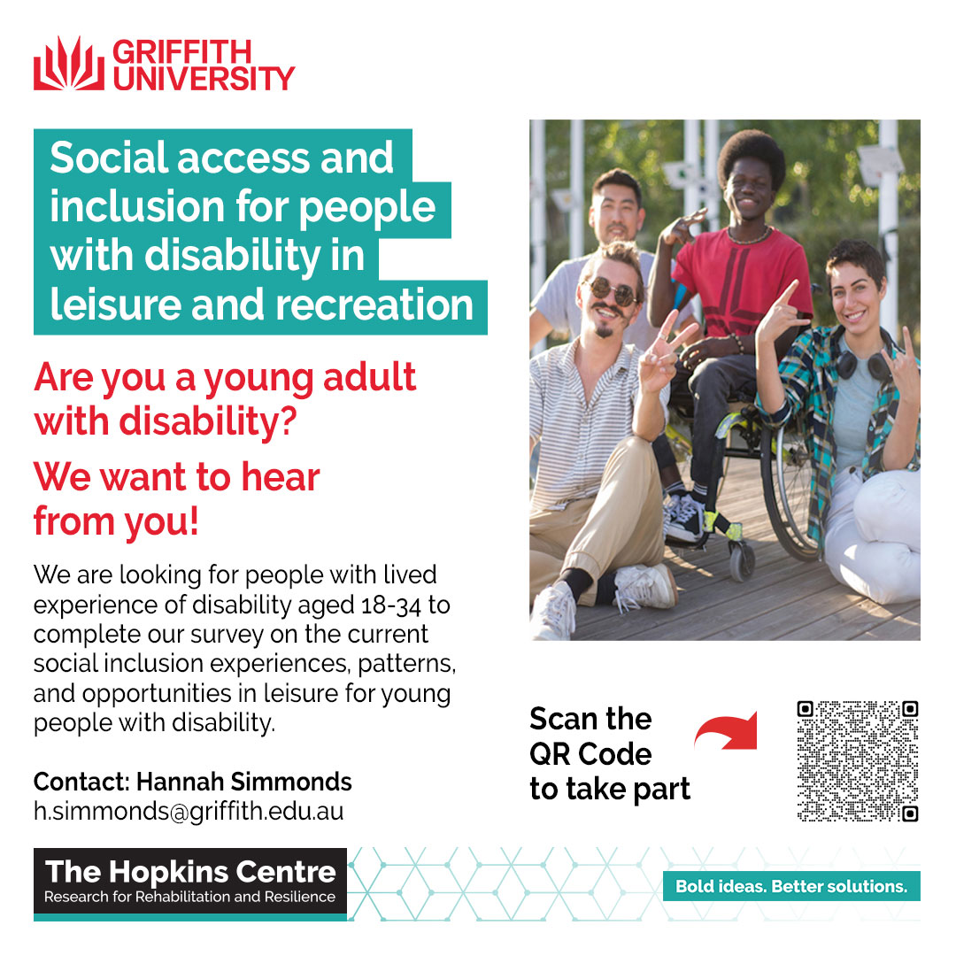 New survey launched!
We're exploring how young people with disability experience social inclusion in leisure spaces. Share your insights to help shape more inclusive communities.
🔗 Take part: hopkinscentre.edu.au/project/social…
