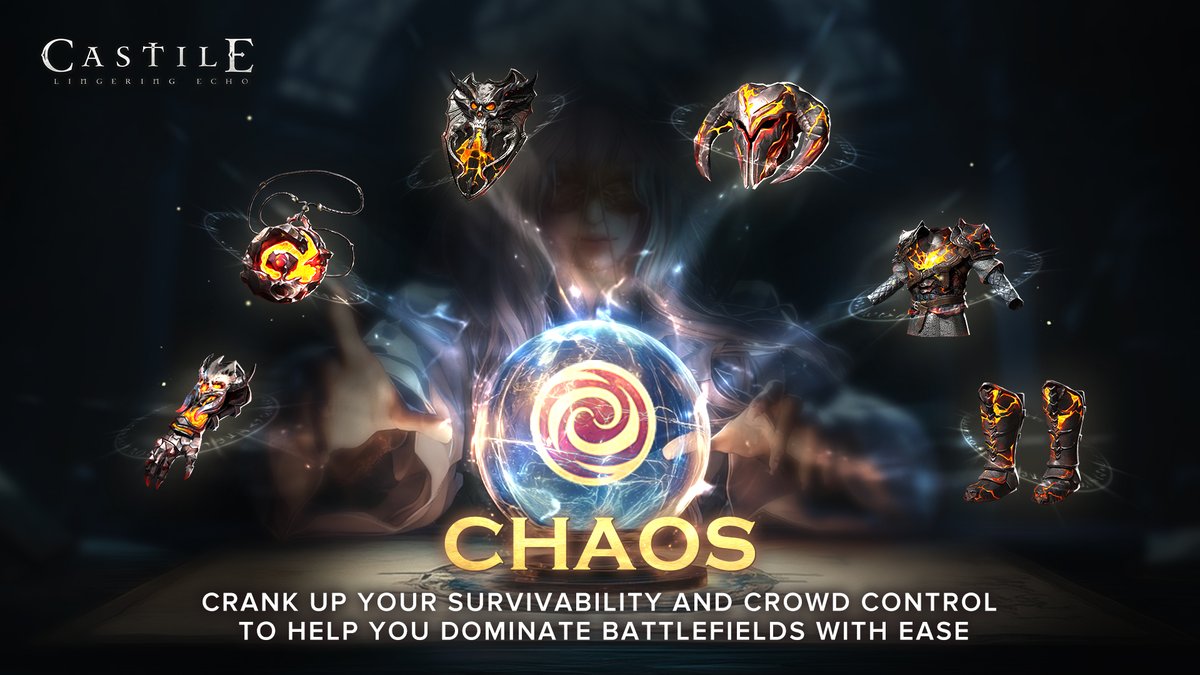 Castileofficial's tweet image. #CASTILE Gear Intro Series - Chaos Set 🌀
Boost your survivability. Max out crowd control.
⚔️ With Chaos equipped, you don't just survive the fight — you own the battlefield.