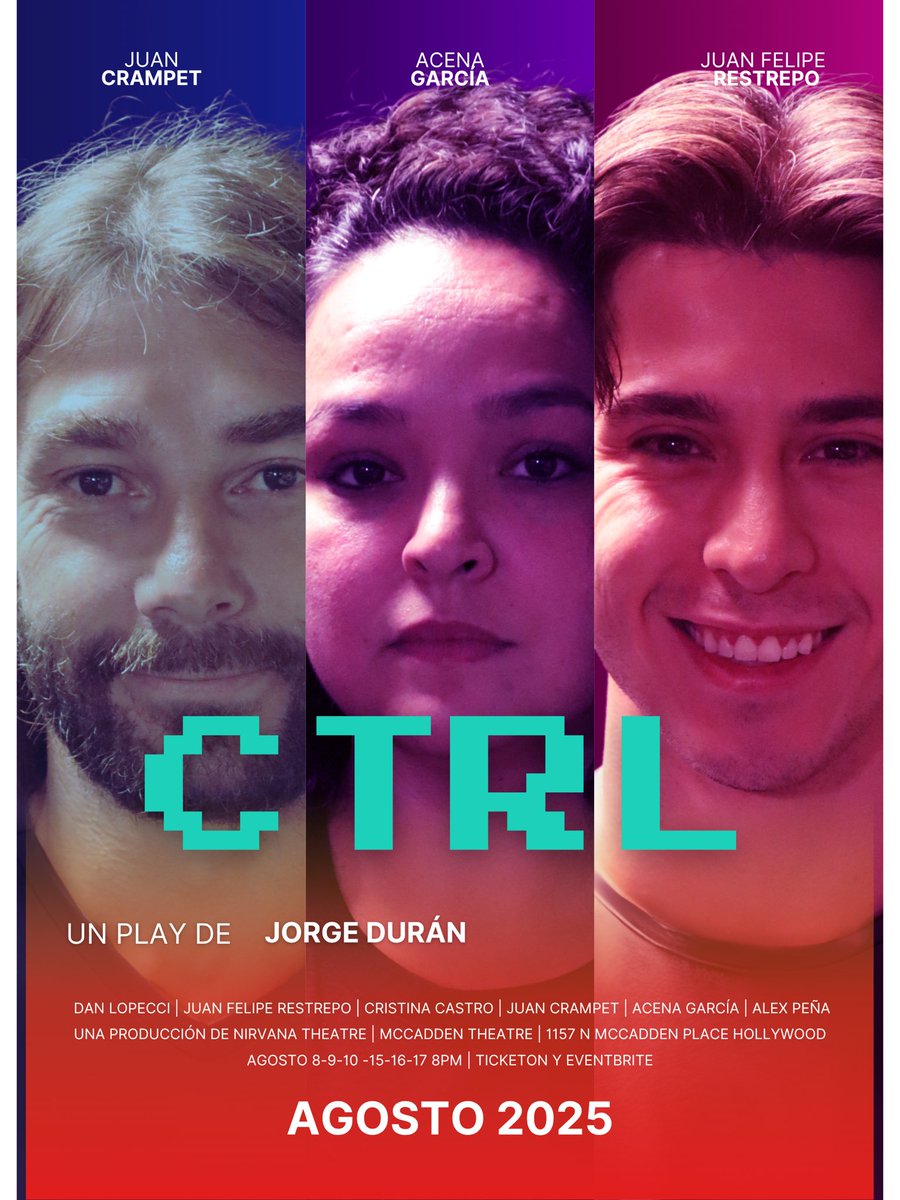 SoyJorgeDuraan's tweet photo. Una historia de ansiedad, algoritmos y decisiones…
¿Hasta dónde puedes mantener el control? 
#CTRL mi nueva obra para @NIRVANATHEATER 🫰🏿 https://t.co/e1d5eoFN6t