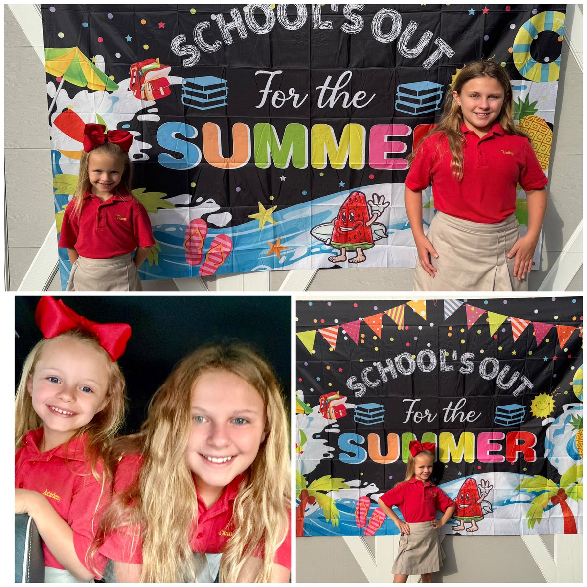 As of last week, school is officially over for the 2024-2025 year!

Our 5-year-old completed Kindergarten (she did a wonderful job) … and our 9-year-old did fantastic work in the 4th grade!

Here they come summer! ☀️🌊