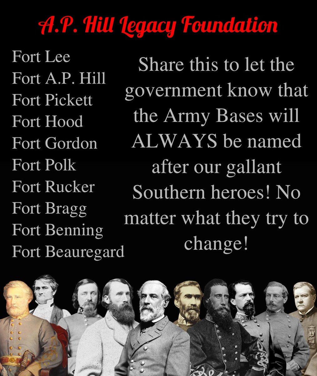 A.P. Hill Legacy Foundation (@johnnyreb1989) on Twitter photo <a href="/Jeff_Davis1808/">Jefferson Davis</a> Share this if you are an Unreconstructed Southerner who doesn't agree with the ILLEGAL naming commission!! <a href="/Jeff_Davis1808/">Jefferson Davis</a> Share this if you are an Unreconstructed Southerner who doesn't agree with the ILLEGAL naming commission!!