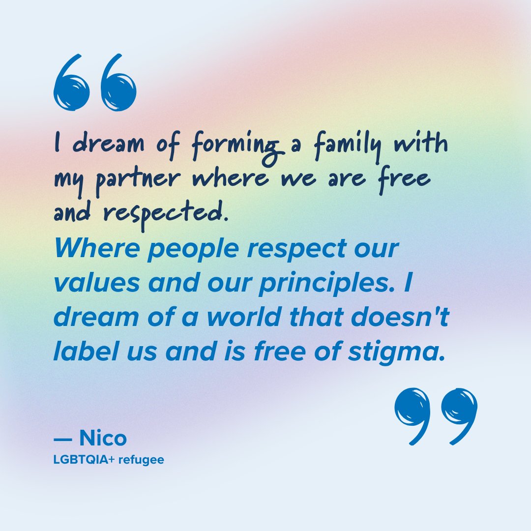 LGBTQIA+ refugees risk everything just to live safely, be who they are, and love who they choose — often facing unimaginable dangers before, after and during their journeys to safety.

These are their extraordinary voices. #Pride