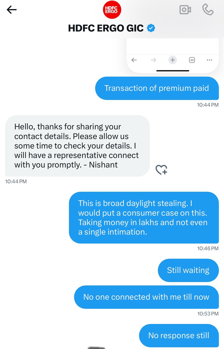 SandeepGvmssr's tweet photo. @HDFCERGOGIC It’s been 12 hours and still no reply from you guys @HDFCERGOGIC 

This is exactly what I’m talking about the customer service. Horrible ever. https://t.co/qGI8jZEFbp