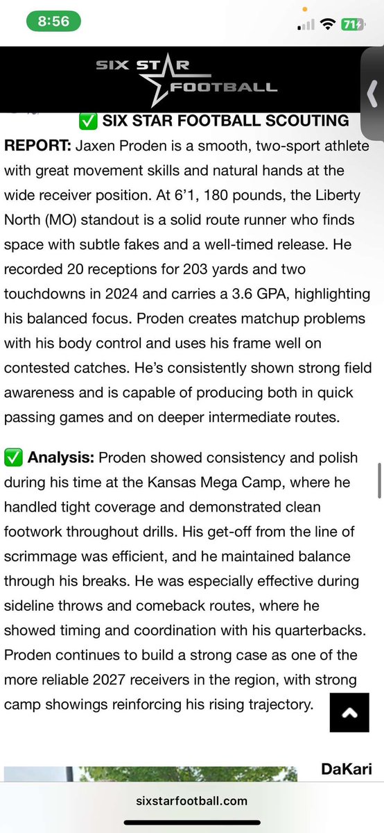 Jaxen Proden (@jaxenproden1) on Twitter photo Thank you for the write up! <a href="/sixstarfootball/">Six Star Football | PLUS+</a>
<a href="/CoachMalone816/">Drew Malone</a> <a href="/CoachALierman/">Coach Lierman</a> <a href="/JPRockMO/">JP Rock</a> <a href="/WOWKCfootball/">WOWKC</a> <a href="/CoachTSamuel/">Terrence Samuel</a> <a href="/jsollars13/">Joe Sollars</a> Thank you for the write up! <a href="/sixstarfootball/">Six Star Football | PLUS+</a>
<a href="/CoachMalone816/">Drew Malone</a> <a href="/CoachALierman/">Coach Lierman</a> <a href="/JPRockMO/">JP Rock</a> <a href="/WOWKCfootball/">WOWKC</a> <a href="/CoachTSamuel/">Terrence Samuel</a> <a href="/jsollars13/">Joe Sollars</a>