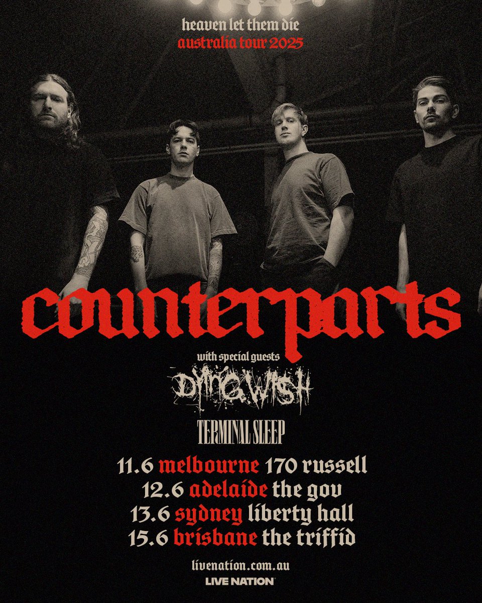 IT BEGINS
MELBOURNE TONIGHT
DOORS @ 7:00
TERMINAL SLEEP @ 7:30