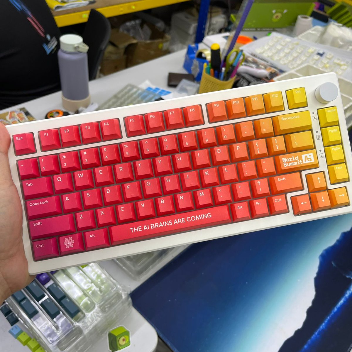 goblintechkeys's tweet image. THE AI BRAINS ARE COMING 🔥🔥
Custom keyboard for World Summit AI — gradient keycaps, bold branding, and serious personality.
They&apos;re not just smart — they click fast. 💻🧠
#goblintechkeys #WSAI #mechanicalkeyboard #customkeyboard #AIconference #mechkeys